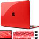 CISSOOK Compatible with MacBook Air 13 inch Case Red 2021 2020 2019 2018 Model A2337 M1 A2179 A1932, Hard Shell Case with Keyboard Cover for M1 Mac Air 13-inch with Touch ID 2021-2018 Release, Red