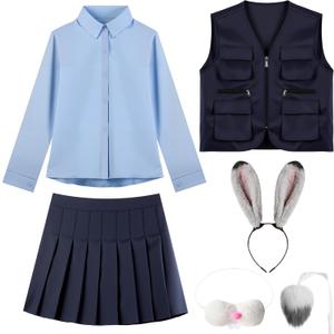 Women's Halloween Bunny Police Costume Rabbit Policewomen Outfit for Themed Events & Cosplay Accessories (Medium)