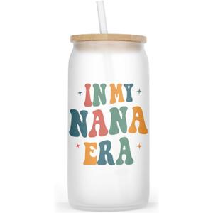 In My Nana Era Frosted Glass Cup Tumbler - Nana Tumbler Glass - Baby Announcement For Nana - New Baby Gifts - Promoted To Grandma - Gifts Idea For Birthday - Mother's Day - Holiday
