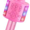 Amazmic Toys for Girls, Kids Karaoke Microphone Toddler Microphone for Kids with Lights, Birthday Gift for Girls, Boys Toy Age 3 4 5 6 7 8 9 10-14+(Pinkcolor)
