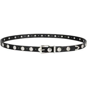JASGOOD Women Studded Belt Skinny Leather Belt Ladies Thin Waist Belt Fashion Leather Belt for Jeans Pants Dress | 24"-27"