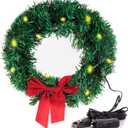 Christmas Car Wreath Decoration with Led Lights Premium Quality Holiday Season Accessory for Front Grille 12-Volt Plug-in Lighting Fits for Vehicle & Home