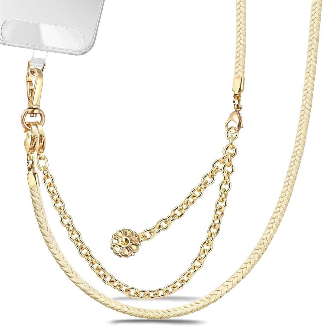 2-In-1 Cell Phone Lanyard Adjustable Crossbody Phone Chain with Detachable Phone Strap with Clear Phone Lanyard Tab