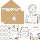50 Sets Wildflower Thank You Cards with Envelopes Bulk 7.87 x 5.91 Inches, Employee Appreciation Card Floral Blank Greeting Cards Notes with Stickers Set and for Baby Shower Wedding Bridal Shower