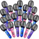 Sumind 30 Pcs Inflatable Microphones 9.4 Inch Blow up Plastic Fake Microphone Props Toys for Karaoke Musical Concert 80s 90s Singer Birthday Party Cosplay Stage Decoration Supplies(Vibrant Color)