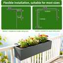 2 Pack Metal Railing Planter Box, 30 Inch Balcony Planters with Adjustable Brackets, Large Hanging Planters for Outdoor Fence Deck