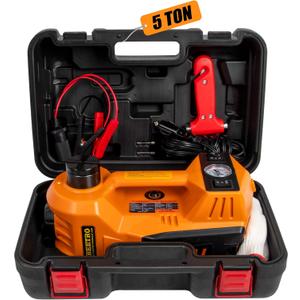 BEETRO Electric Car Jack 5 Ton 12V Hydraulic Jack Kit with Inflator Pump for Car Sedan MPV Tire Changing, Lifting Range 6-17.7''
