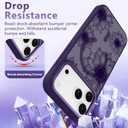 OOK Purple Case Design for iPhone 17 Pro Case, Compatible with MagSafe, Cute Sunflower Floral Blooms Design Frosted Shockproof for Women Girls Magnetic Phone Cover - Purple Flower