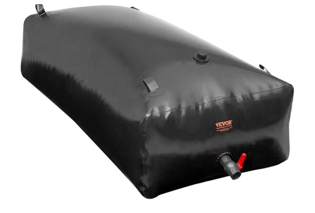 VEVOR 1000L/264 Gallon Water Storage Bladder, RV Water Tank, 1000D PVC Collapsible Water Storage Containers, Large Capacity Soft Water Bag, Portable Water Bladder,Camping,Emergency Water Supply