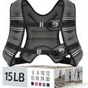 Weighted Vest for Women & Men with Reflective Stripe and Adjustable Buckle, Comfortable & Durable Rucking Vest for Walking, Running & Strength Training (15 lb, Gray)