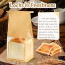 HONKID Bread and Cookie Bags with Seal, 50 Pack 11 x 5.1 x 3.9 Inches Bakery Bags with Window Reusable Tin Tie Tab Lock for Sealed Baked Goods Packaging for Pastry Bagels Breads Treats Cookies Brown | Brown kraft paper, Transparent window, Food Grade, Stand-up design, Reusable seal, Holds cookie (Medium)