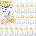 Roowest Bottle Chug Baby Shower Game Favors Including Bee Theme Wooden Sign and 18 Pcs Baby Bottles for Gender Reveal Party Supplies (Yellow)
