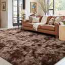 10x14 Ft Extra Large Shag Brown Area Rug for Living Room, Tie-Dyed Ultra Soft Fluffy Furry Rugs for Bedroom Indoor Floor, Aesthetic Carpet for Kids Home Decor (Coffee)