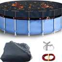 26.2 Ft Round Leaf Cover for Above Ground Pool, Durable Black Mesh Swimming Pool Leaf Cover with Winch & Cable for Leaves and Debris for 24 Ft Round Pools ( Black, 24 Ft )