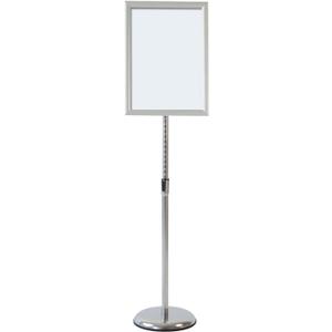 Adjustable Pedestal Sign Holder Poster Stand - 11 x 17 Inch Vertical & Horizontal Sign Stand Displayed Poster Holder - Round Base Sign Stands for Display, Advertisement & Outdoor Sign Holder - Silver