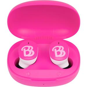 eKids Barbie Wireless Earbuds with Microphone, Bluetooth Earbuds with Charging Case for Ear Buds, Designed for School, Home, or Travel