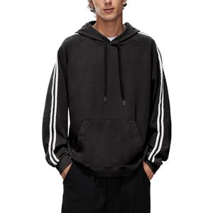 Iwing Hoodies Sweatshirts for Men Acid Wash Oversized Hoodie Double Striped Athletic Heavyweight Fleece Sweatshirt Women, Medium