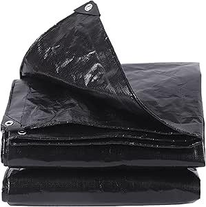 Tarpaulin Heavy Duty Waterproof 170 x 480 cm Cover Tarp Ground Sheet 160 G ㎡, Windproof Tear Resistant Easy to Wash for Furniture Ground Covers, Black