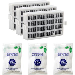 W10311524 AIR1 Refrigerator Air Filter Cartridge Replacement for Whirlpool Kenmore Refrigerator Compatible with Fresh Flow Refrigerator Air Filter, 3 Pack, White (3 Count (Pack of 1))