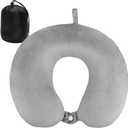 Neck Pillow for Traveling, Upgraded Travel Neck Pillow for Airplane 100 Percentage Pure Memory Foam Travel Pillow for Flight Headrest Sleep, Portable Plane Accessories Grey (Grey01)