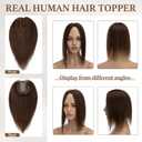 Rich Choices Hair Toppers for Women Real Human Hair 100% Human Remy Toppers NO Bangs for Women with Thinning on Top Clip in Hairpiece 4"x4.7"Lace Base 12 Inch #4 Medium Brown