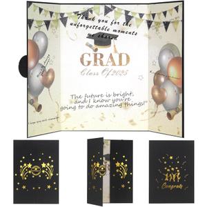 Black and Gold Graduation Party Decorations, Class of 2025 Congratulations Graduates Alternative Signature Guest Book, Happy Graduation Gifts Congrats Grad Party Signing Card Board