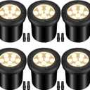 9W Low Voltage Landscape Lights, AC/DC 12-24V In-Ground Lights IP68 Waterproof 2700K Warm White Outdoor Well Lights for Yard Pathway Driveway Deck(6 Pack)