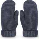 Whiteleopard Men's Winter Gloves Warm Lining Elastic Cuff - Knit Stretchy Cold Weather Warm Knit Thick Gloves Mittens (Large, Navy)