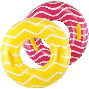 Inflatable Pool Floats for Adults and Teens, Pool Tubes with Handles, 39 Inner Tubes for Floating, Pink Round Pool Float, Floaties for Kids & Adults