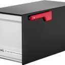 Architectural Mailboxes MailMax Heavy Duty, Modern Steel Metal Post Mounted Mail Box for Outside, Black, Large Curbside Mailbox for Packages with Magnetic Latch