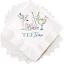 Tee Time Golf Cocktail Napkins 50 Pack, Funny Golf-Themed Party Supplies, 2-Ply Disposable Napkins for Retirement, Birthday, or Tournament Celebration 5 x 5 Inches