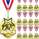 12 Pcs Gold Award Medals Bulk 2.2 Inch Basketball Volleyball Royal Dance Softball Metal Medals with Neck Ribbons Metal Trophy Award Prize Gifts for Tournaments Sports Competitions