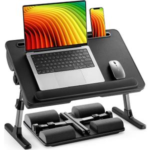 HUANUO Laptop Bed Desk, Computer Lap Tray for Couch Sofa Floor, Foldable Table with Height Adjustment & 35 Adjustable Tilt Angle for Working, Eating, HNLD19 (Black)