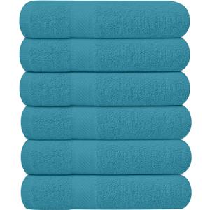 Pack of 6 Bath Towels 27 x 54 Inches, 100% Cotton, Larger & Lighter Weight, Quicker to Dry, Super Soft and Absorbent, Perfect for Bathroom (Teal, Pack of 6 (27''x54''))