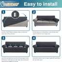 Asnomy Couch Covers for 3 Cushion Couch Stretch Sofa Covers Slipcovers, Pet Protector Furniture Covers for Dogs Cats Spandex Jacquard Fabric Small Checks X-LargeCharcoal Ash