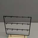 RUINENGDA Earring Display Stands for Selling 3 Tier 15 Hooks Jewelry Display Wooden Base Earring Holder Organizer Display Stand for Necklaces Rings Bracelets Keychains (Black)