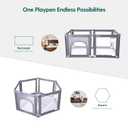 Babelio Wall Mountable Playard, Foldable Playpen for Babies and Toddlers- Adjustable Shape & Area, 62 * 31" Playpen with Zipper Gate, Portable Baby Fence for Indoor & Outdoor