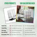 Reusable Bags Drying Rack, Extra Tall for 1 Gallon Zip-Top Reusable Bags, Foldable Stainless Steel Dryer Stand for Silicone & Plastic, Sandwich & Snack, Countertop Organizer, Silver, 1-Pack