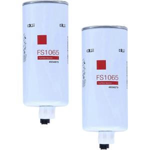 2 Pack of FS1065 Water Separator Fuel Filter (10 micron) Replaces 4934879, 4070801, FS1003, P551103, FS19596, BF1293-SPS, BF1378-SPS, 33406, 33604, 33965, 3406889 Fits Freightliner Kenworth Peterbilt