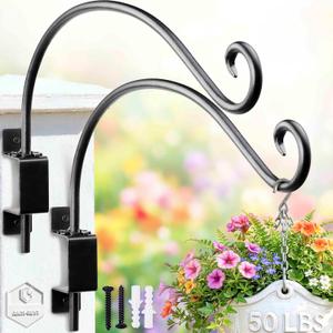 Lifyzoon Swivel Bird Feeder Hanger Hook: 2Packs 12Inch Swivel Hanging Plant Bracket Outdoor, 50lbs Weight Capacity - Outdoor & Indoor Wall Hook for Hanging Bird Feeder for Flower Basket, Wind Chimes