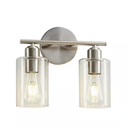 10.2 Brushed Nickel 2 Light Vanity Light with Clear Glass Shade