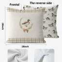 Mallard Duck Pillow Covers 18x18, Mallard Duck Nursery Decor, Farmhouse Beige Gingham Bow Farm Animal Decorative Throw Pillow Covers for Home Living Room Kids Bedroom Sofa Couch Set of 2
