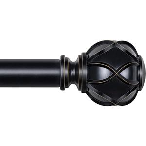 KAMANINA Black Curtain Rod for Windows 72 to 144 Inches (6-12ft) Long Heavy Duty Curtain Rods, 7/8 Inch Adjustable Drapery Rods with Decorative Netted Texture Finials,Black, 72-144" 