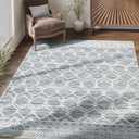 jinchan Moroccan 4x6 Area Rugs for Bedroom - Machine Washable Soft Modern Geometric Stain Resistant Non-Slip Ultra-Thin Low-Pile Faux Wool Carpet for Living Room Kitchen Dining Room (4x6ft,Grey)