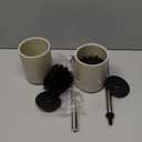 Ceramic Toilet Brush & Holder Set - Freestanding Deep-Cleaning Toilet Bowl Cleaner Brush, Stainless Steel Handle, Small & Sturdy for Storage, Easy to Clean, Non-Scratching (Sand)