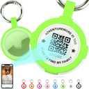 5 x ADVENTUREMORE Tags Holder with QR Code Dog Tag, Tags Case with Anti-Lost O-Ring, Waterproof Dustproof Tags Keychain Holder for Kids, Pets, Bags, Keys Green