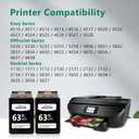 WIZINK 63XL 63 XL Black Higher Yield Ink Cartridges Replacement for HP Ink 63 for Envy 4510 4520 4512 OfficeJet 3830 4650 5200 Deskjet 1112 2132 3630 (2black)