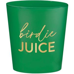 Slant Party Supplies Plastic Shot Glass Cups - 10-Count Disposable Reusable Mini Drink Glasses, 2-Ounce, Golf - Birdie Juice