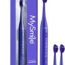 MySmile DY156 Electric Toothbrush for Adults, Rechargeable Sonic Battery Toothbrush Portable with 3 Brush Heads, 2 Mins 5 Modes Smart Timer, 45000VPM, One Charge for 60 Days (Blue)