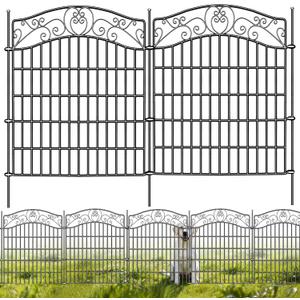 Mars Explo 10 Panels No Dig Decorative Outdoor Garden Fence, 32 in(H) X 23.6 ft(L) Animal Barrier Fencing, Rustproof Portable Fence, Temporary Dog Fence Outdoor for Yard, Outside, Backyard, Patio